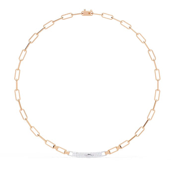 Ivana Jewels Necklaces Rose Gold / 14KT Paperclip Chain Necklace with Diamond Bar