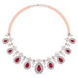 Ivana Jewels Necklaces Rose Gold / 14KT Red Gemstone and Diamond Necklace