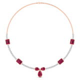 Ivana Jewels Necklaces Rose Gold / 14KT Round Cut Diamond & Gemstone Necklace