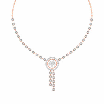 Ivana Jewels Necklaces Rose Gold / 14KT Round Diamond Pendant Y-Necklace