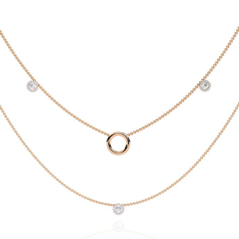 Ivana Jewels Necklaces Rose Gold / 14KT Triple Layer Chain Necklace with Circles