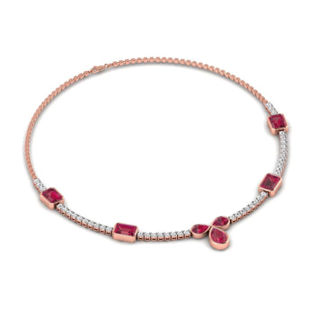 Ivana Jewels Necklaces Round Cut Diamond & Gemstone Necklace