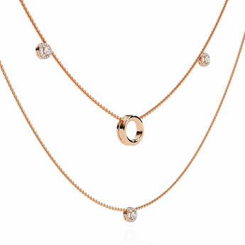 Ivana Jewels Necklaces Triple Layer Chain Necklace with Circles