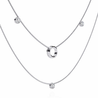 Ivana Jewels Necklaces Triple Layer Chain Necklace with Circles