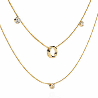Ivana Jewels Necklaces Triple Layer Chain Necklace with Circles