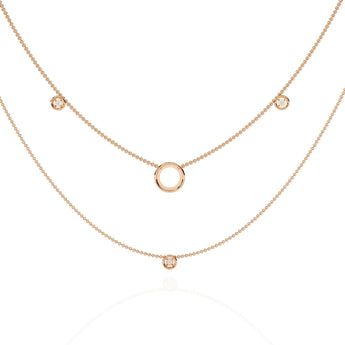 Ivana Jewels Necklaces Triple Layer Chain Necklace with Circles