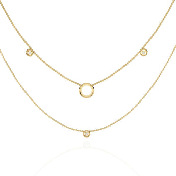Ivana Jewels Necklaces Triple Layer Chain Necklace with Circles