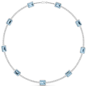 Ivana Jewels Necklaces White Gold / 14KT Aquablue Gem Stones & Diamond Tennis Necklace
