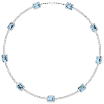 Ivana Jewels Necklaces White Gold / 14KT Aquablue Gem Stones & Diamond Tennis Necklace