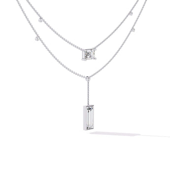Ivana Jewels Necklaces White Gold / 14KT Baguette and Square Diamond Necklace