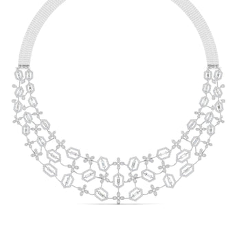 Ivana Jewels Necklaces White Gold / 14KT Baguette & Round Diamond Necklace