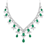 Ivana Jewels Necklaces White Gold / 14KT Diamond and Emerald Accent Necklace