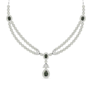 Ivana Jewels Necklaces White Gold / 14KT Diamond and Emerald Two-Row Necklace