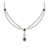 Ivana Jewels Necklaces White Gold / 14KT Diamond and Emerald Two-Row Necklace