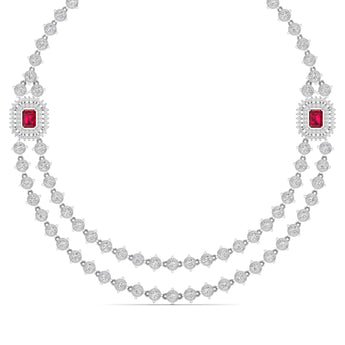 Ivana Jewels Necklaces White Gold / 14KT Double Chain Diamond Necklace