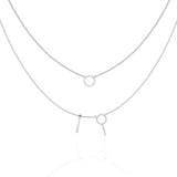 Ivana Jewels Necklaces White Gold / 14KT Double Circle and Bar Necklace