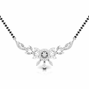 Ivana Jewels Necklaces White Gold / 14KT Fancy & Round Diamond Floral Mangalsutra with Central Diamond