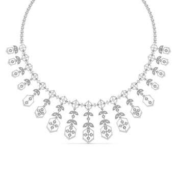Ivana Jewels Necklaces White Gold / 14KT Floral & Geometric Diamond Necklace