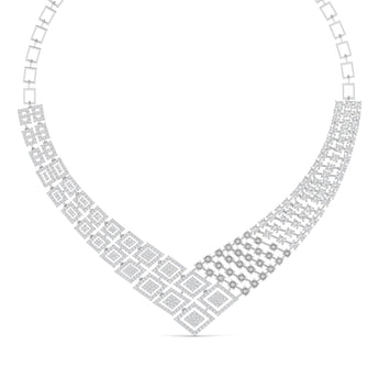 Ivana Jewels Necklaces White Gold / 14KT Geometric Link Diamond Necklace