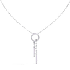 Ivana Jewels Necklaces White Gold / 14KT Necklace with Diamond Circle and Bar Accents