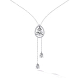 Ivana Jewels Necklaces White Gold / 14KT Necklace with Pear-Shaped Crystal Pendant and Dangling Drops