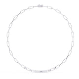 Ivana Jewels Necklaces White Gold / 14KT Paperclip Chain Necklace with Diamond Bar