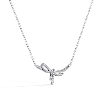 Ivana Jewels Necklaces White Gold / 14KT Pave Diamond Bow Knot Pendant Necklace