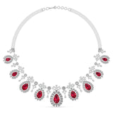 Ivana Jewels Necklaces White Gold / 14KT Red Gemstone and Diamond Necklace