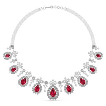 Ivana Jewels Necklaces White Gold / 14KT Red Gemstone and Diamond Necklace