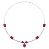 Ivana Jewels Necklaces White Gold / 14KT Round Cut Diamond & Gemstone Necklace