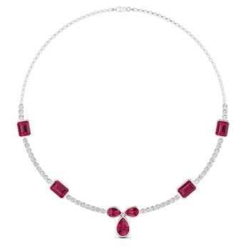 Ivana Jewels Necklaces White Gold / 14KT Round Cut Diamond & Gemstone Necklace