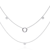 Ivana Jewels Necklaces White Gold / 14KT Triple Layer Chain Necklace with Circles
