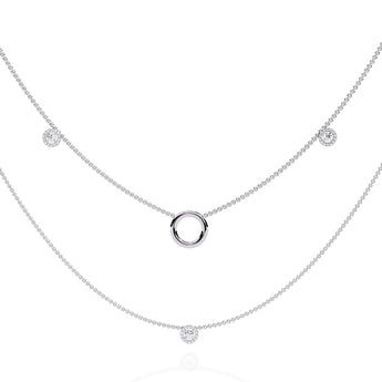 Ivana Jewels Necklaces White Gold / 14KT Triple Layer Chain Necklace with Circles