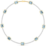 Ivana Jewels Necklaces Yellow Gold / 14KT Aquablue Gem Stones & Diamond Tennis Necklace