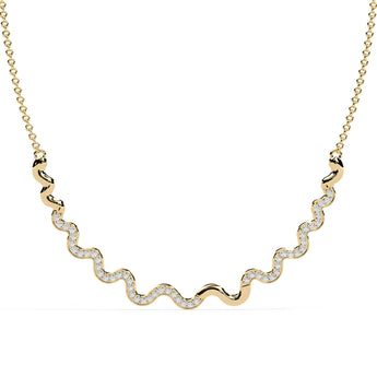 Ivana Jewels Necklaces Yellow Gold / 14KT Delicate Diamond Curve Necklace