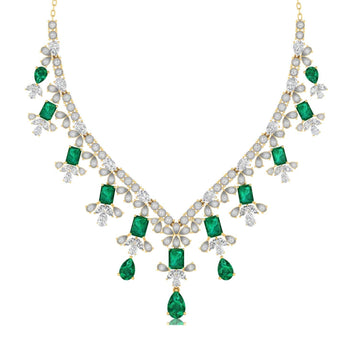 Ivana Jewels Necklaces Yellow Gold / 14KT Diamond and Emerald Accent Necklace