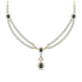 Ivana Jewels Necklaces Yellow Gold / 14KT Diamond and Emerald Two-Row Necklace