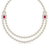 Ivana Jewels Necklaces Yellow Gold / 14KT Double Chain Diamond Necklace