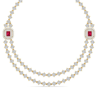 Ivana Jewels Necklaces Yellow Gold / 14KT Double Chain Diamond Necklace