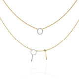 Ivana Jewels Necklaces Yellow Gold / 14KT Double Circle and Bar Necklace