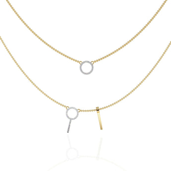 Ivana Jewels Necklaces Yellow Gold / 14KT Double Circle and Bar Necklace