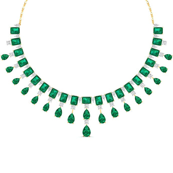 Ivana Jewels Necklaces Yellow Gold / 14KT Elegant Emerald and Diamond Necklace