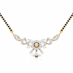 Ivana Jewels Necklaces Yellow Gold / 14KT Fancy & Round Diamond Floral Mangalsutra with Central Diamond
