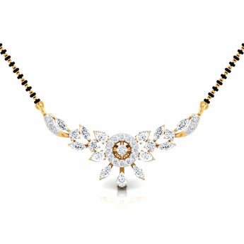 Ivana Jewels Necklaces Yellow Gold / 14KT Fancy & Round Diamond Floral Mangalsutra with Central Diamond