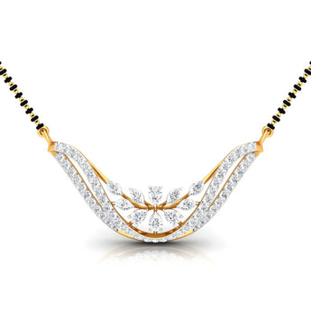 Ivana Jewels Necklaces Yellow Gold / 14KT Fancy & Round Diamonds Wave Pendant