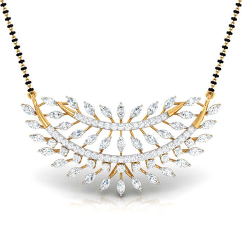 Ivana Jewels Necklaces Yellow Gold / 14KT Marquise & Round Diamond Foliage  Mangalsutra