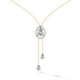Ivana Jewels Necklaces Yellow Gold / 14KT Necklace with Pear-Shaped Crystal Pendant and Dangling Drops