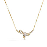 Ivana Jewels Necklaces Yellow Gold / 14KT Pave Diamond Bow Knot Pendant Necklace