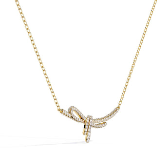Ivana Jewels Necklaces Yellow Gold / 14KT Pave Diamond Bow Knot Pendant Necklace