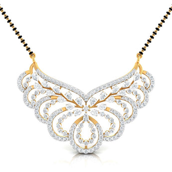 Ivana Jewels Necklaces Yellow Gold / 14KT Pear & Round Cut Diamond Encrusted Floral Pendant